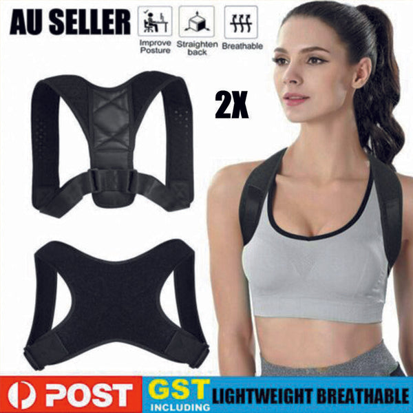 2X Posture Corrector Women Men Shoulder Brace Back Support Strap Belt Adjustable