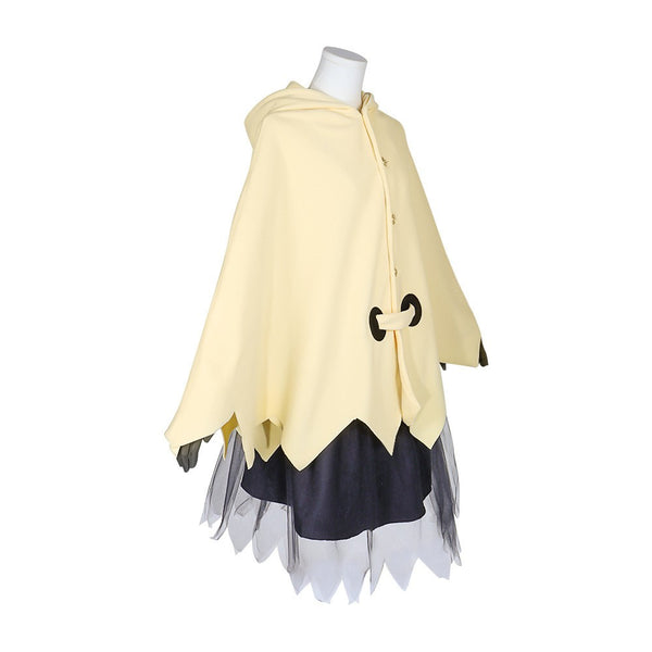 Hooded cape costume side view with the hood down