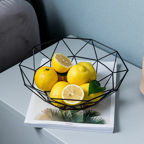 Wire Basket Kitchen Storage Geometric Fruit Vegetable Metal Desktop Bowl