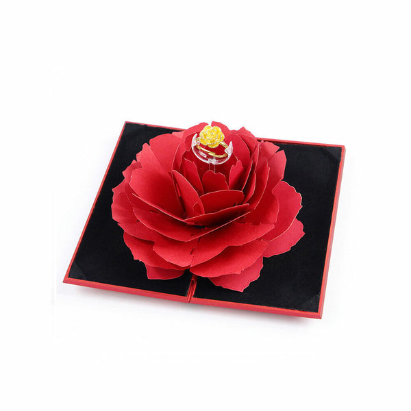 Rose Ring Box Wedding Jewelry Storage Shape Case Engagement Proposal Rhombus
