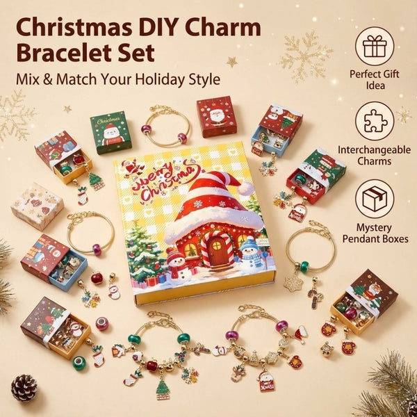 Christmas DIY charm bracelet set with mystery pendant boxes and interchangeable charms