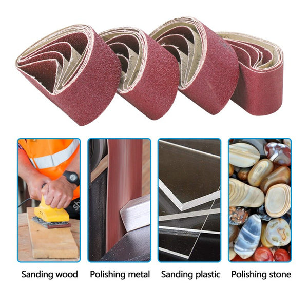 20pcs Sanding Belt Set 100x610mm | 80 120 180 Grit Abrasive Belts for Wood Metal Polishing