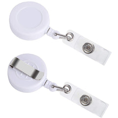 Retractable Badge Holders 5 Pack – White ID Card Reels with Belt Clip