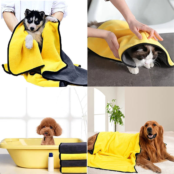 5PCS 60x30cm Pet Drying Towel Ultra-absorbent Water Dog Bath Microfiber Clean AU