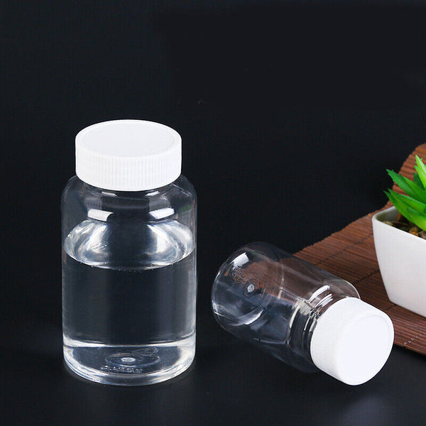 100pcs 50ml Plastic Clear Empty Liquid Bottles Vial Reagent Sample Containers AU