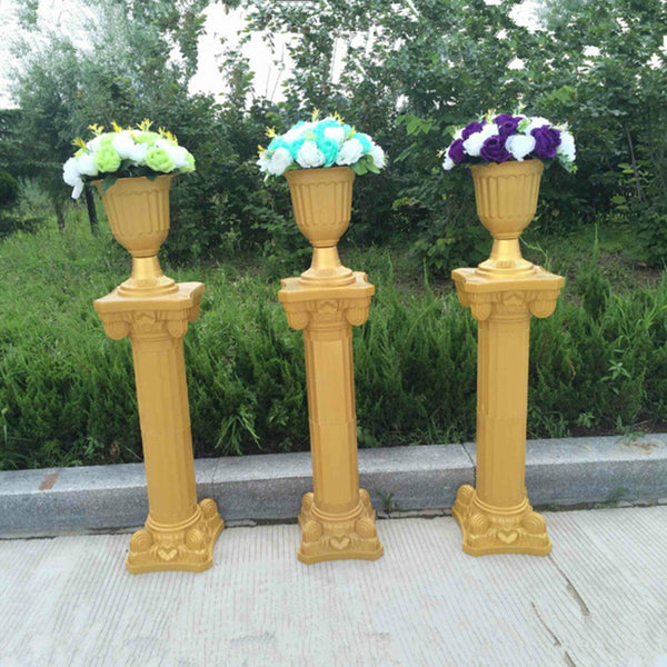 Decorative Plastic Roman Pot Pillar Column Gold Pedestal Wedding Party Deco