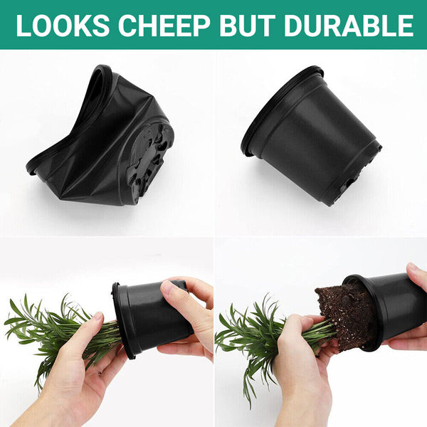 200PCS Plastic Plant Flower Pots Nursery Seedlings Growing Garden Plant Pots AU