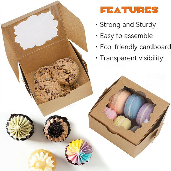 Cupcake Boxes with Window Ribbon Cake Packaging Gift Boxes