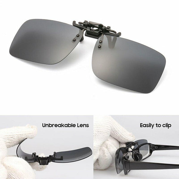 2xPhotochromic Polarised Clip On Flip Sunglasses Pilot Polarized Fishing Eyewear