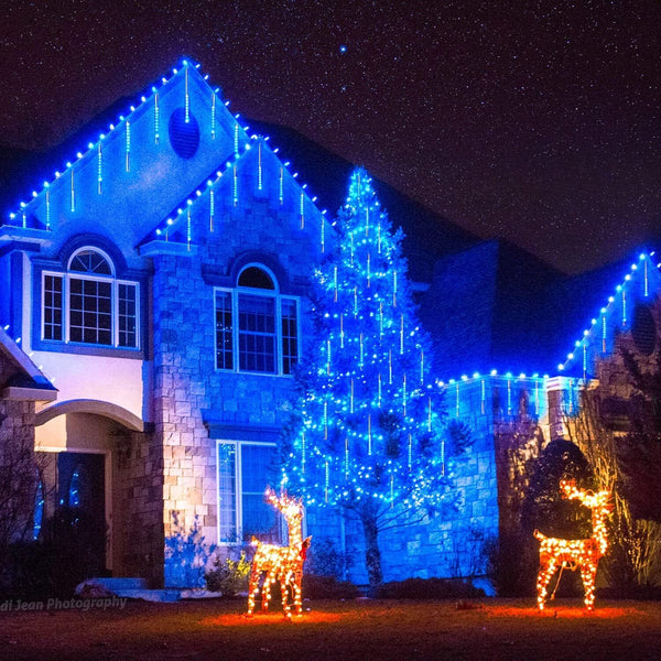 LED Solar Lights Meteor Shower Rain Christmas Tree String Lights Garden Outdoor