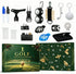 Golf advent calendar 2026 contents laid out: marker pens, divot tools, tee holder, ball markers, hat clip and pouch