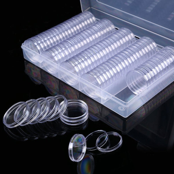 400x Dollar Coin Case Holder for Collectors Bar Plastic Round Coin with Storage