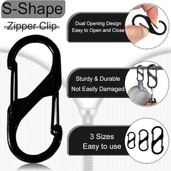 Cable Carabiner Camping Hiking Hook Chain Key S-Ring Lock Clip Holder NEW