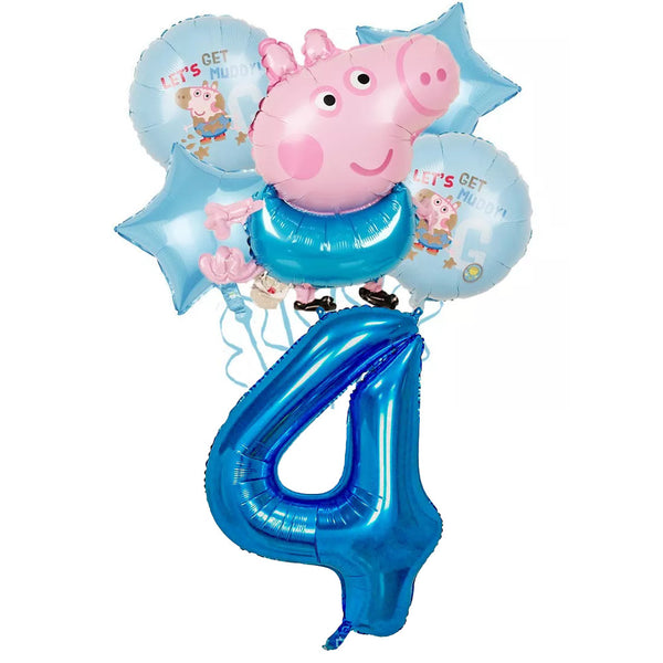George Balloons Set With Numbers Party Supplies Peppa Pig Birthday Decoration