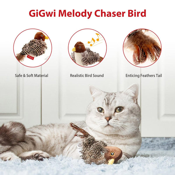2PCS Real Chirping Indoor Bored Interactive Cat Toy Bird Electronic Kitten Toys