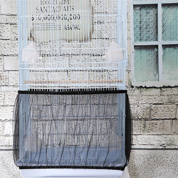 Shell Skirt Mesh Cover Pet Bird Cage Guard Nylon Net Seed Catcher S-L Black AUS