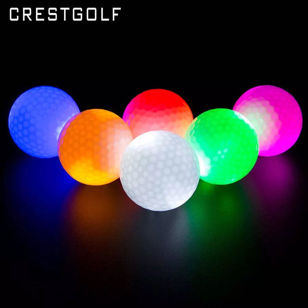 6x Luminous Night Golf Balls LED Light Up In The Dark Bright Reusable Long Glow