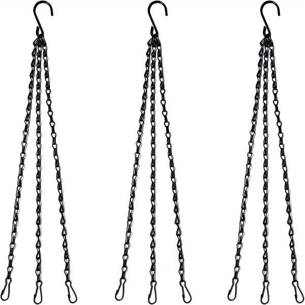 UP 10PCS Flower Pot Hanging Chain 3 Point Garden Plant Hanger S Hook Chain Black