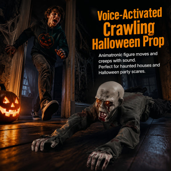 Halloween Decorations Scary Crawling Zombie with Horror Sound & Glowing Eyes