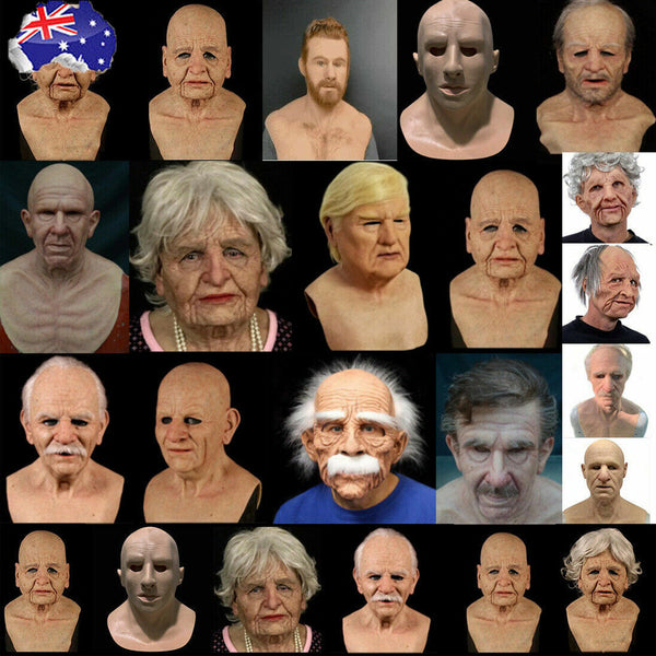 Bald Old Man Wrinkle Mask Latex Halloween Party Cosplay Disguise Face Mask Props