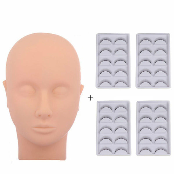 Mannequin Head Makeup Cosmetology Training Head w/ Practice Strip Lashes Set AU