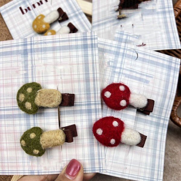 Autumn Winter Cute Mushroom Sheep Felt Hair Clip Children's Hair Accessories