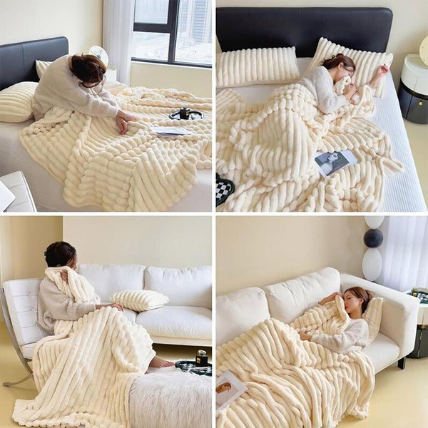 Plush Throw Blanket Soft Warm Sofa Bed Blanket for All Seasons