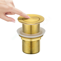Brushed Gold Basin Sink Pop Up Waste Drain 38mm Brass Push Button Plug