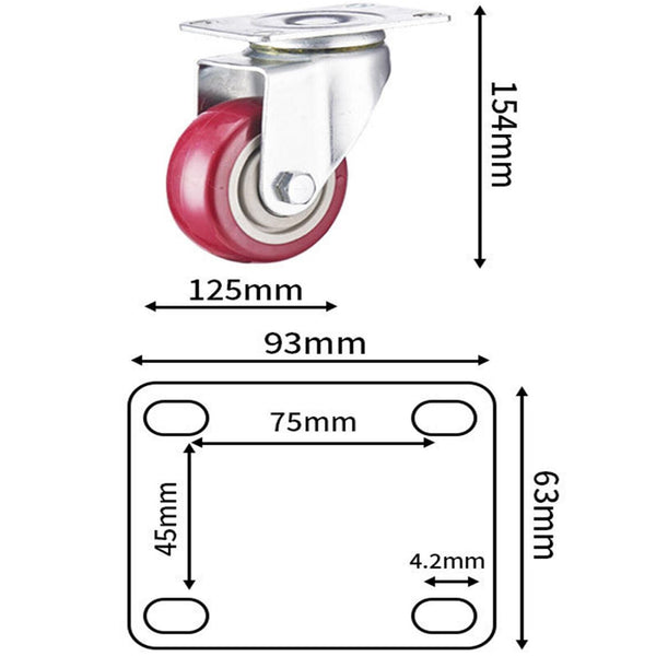 4PCS Heavy Duty 5inch Swivel Castor Wheel Furniture Trolley Caster Swivel Brake