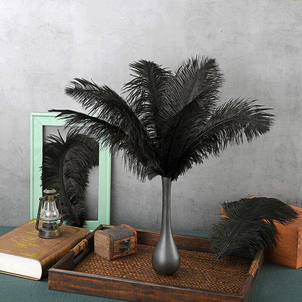 10pcs 35-40cm Black Ostrich Feathers Plume Centerpiece Wedding Party Table Decor