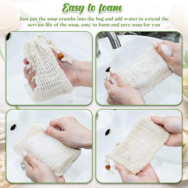 Soap Exfoliating Bags Ramie Foaming Soap Saver Bag Pouch Drawstring AU