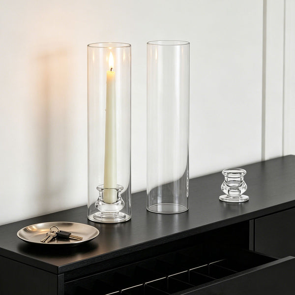 6pcs Crystal Glass Candle Holders | Clear Glass Centerpiece Decoration for Weddings & Events