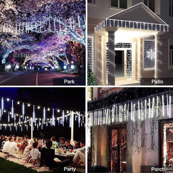 LED Solar Lights Meteor Shower Rain Christmas Tree String Lights Garden Outdoor