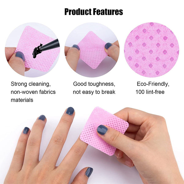 1000PCS Lint Free Wipes Nail Polish Remover Pad Manicure Pedicure Cleaning Tool