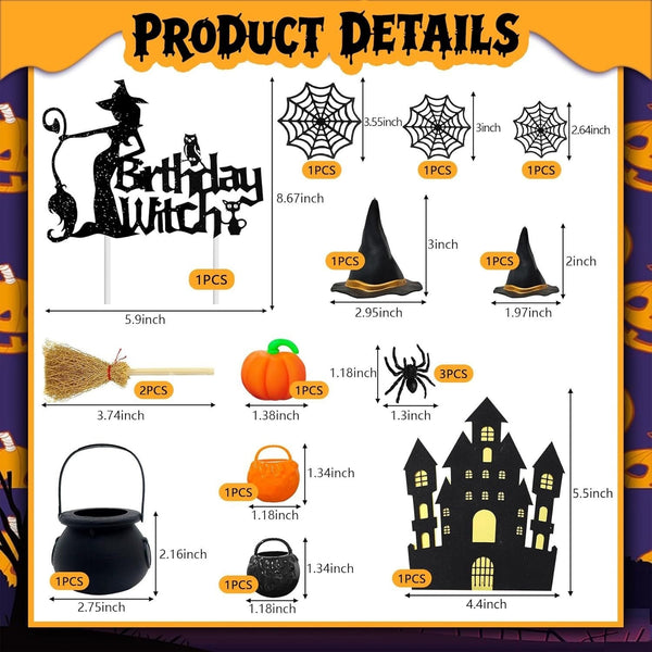 Witch and pumpkin cake topper designs for Halloween bakes