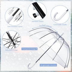 Up to 5 Clear Dome Umbrella Wedding Rain Transparent Parasol Handle Waterproof