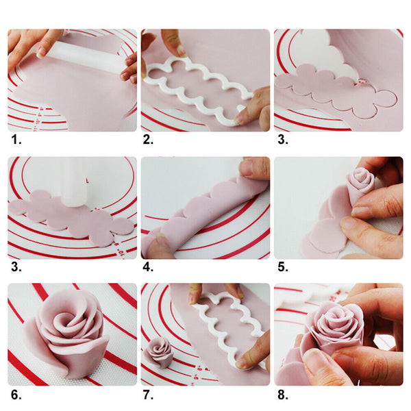 3 pcs Rose Decorating Cutter Mould Mold Tool Flower Baking Fondant Cake Sugar