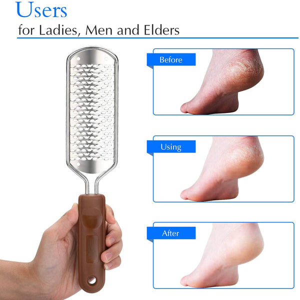 Stainless Steel Foot File Scraper Grater Pedicure Rasp Callus Remover Tool Brown