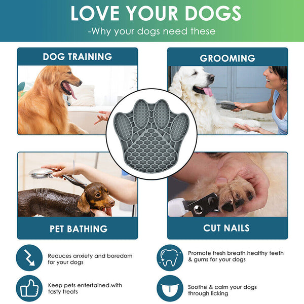 Dog Bath Training Lick Pad Slow Feeder Pet Mat Shower Grooming AU