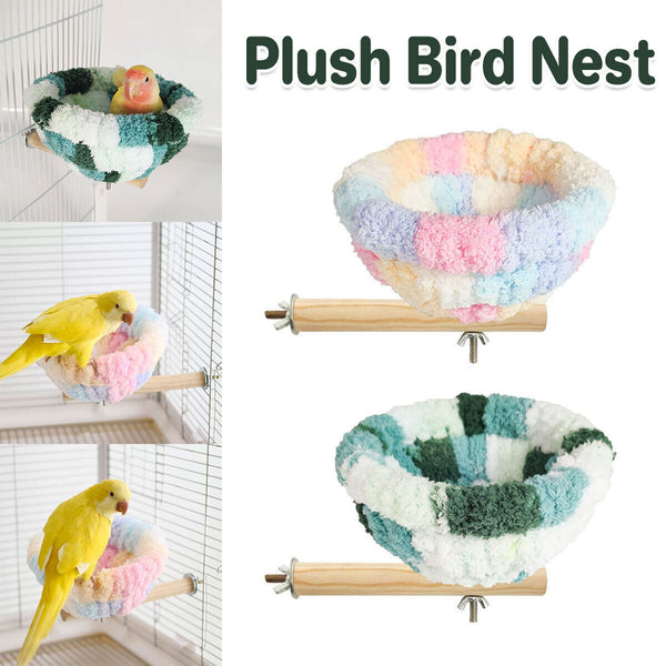 Warm Plush Bird Nest Hanging Cage Bed Parrot Bird House with Perch