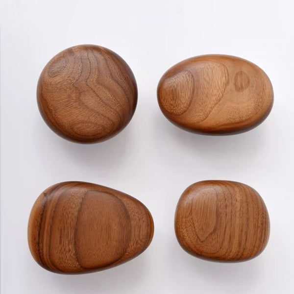 4pcs Walnut Wooden Wall Hooks | Modern Coat Hat Rack Hooks for Home Decor