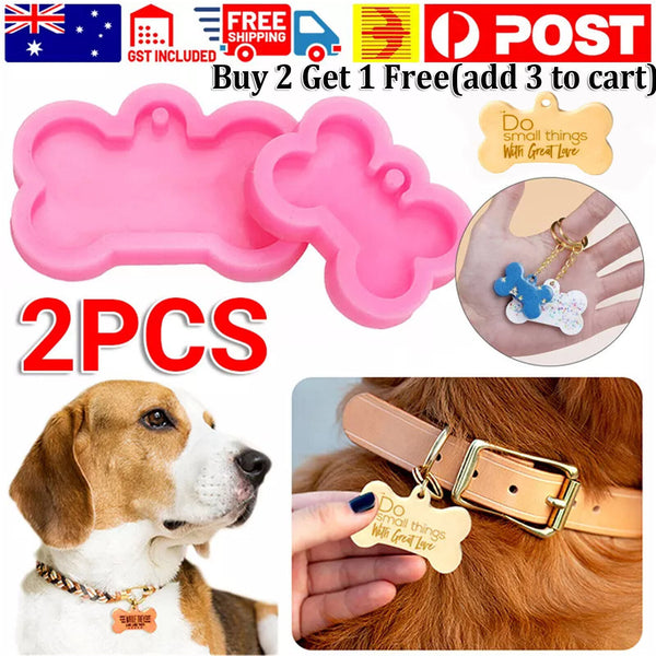 2pcs Silicone Bone Shape Resin Mold Dog Tag Keychain Resin Casting Mould Craft