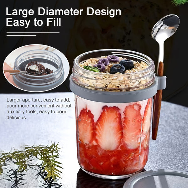 12pcs Glass Mason Jar Cups with Spoon | Overnight Oats Yogurt Breakfast Storage
