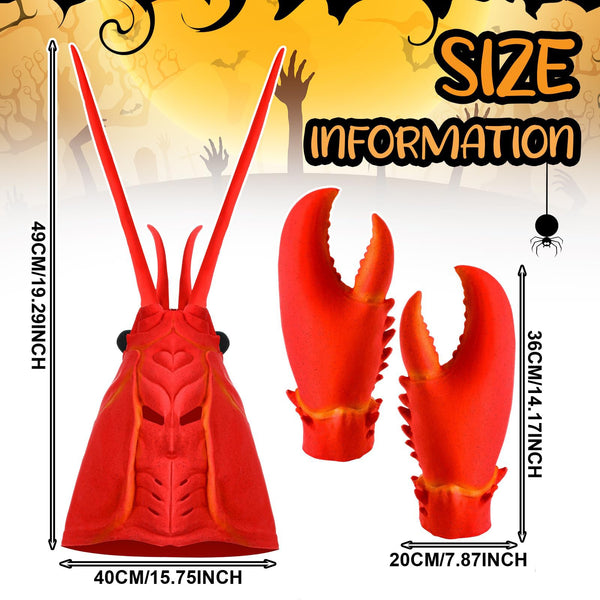 Funny Crab Lobster Claw Gloves and Headdress Set – Latex Cosplay Costume Party Accessories