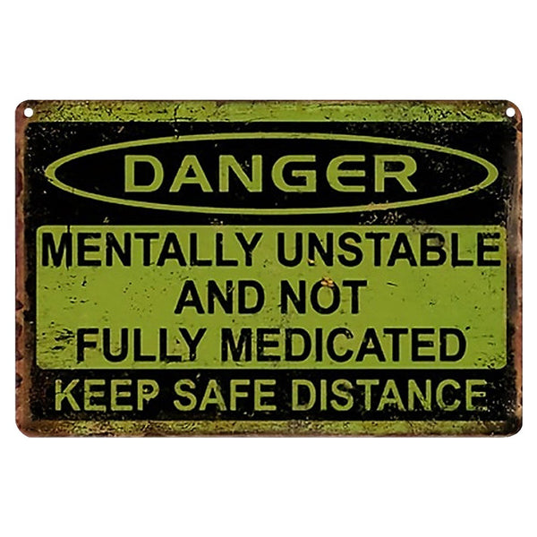 2pcs Wooden Wall Sign Plaques 30x18cm | Funny Keep Safe Distance Vintage Wall Decor