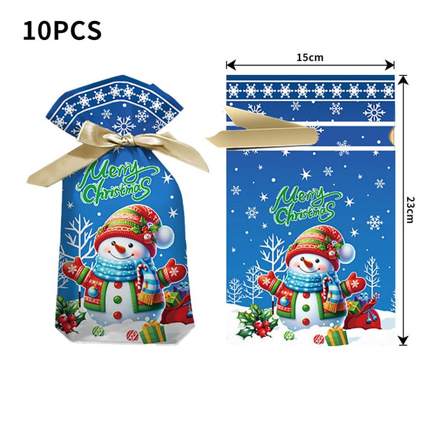 Snowman Christmas gift bag, medium 15 x 23 cm, 10 pack
