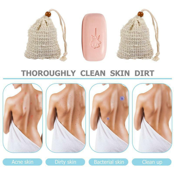 Soap Exfoliating Bags Ramie Foaming Soap Saver Bag Pouch Drawstring AU