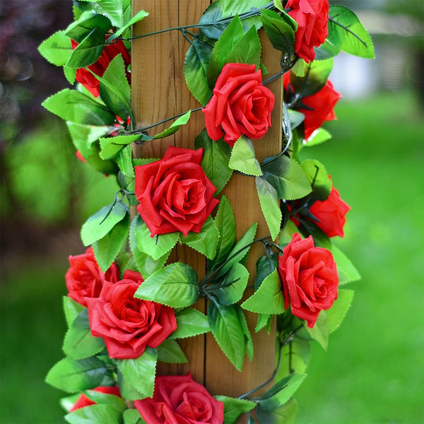 5pcs 2.4M Artificial Rose Garland Vine | Silk Hanging Flower Ivy for Wedding & Party Decor