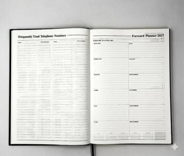 2027 A4 Week To ViewBlack Hard Cover Office Planner Calendar Journal AU