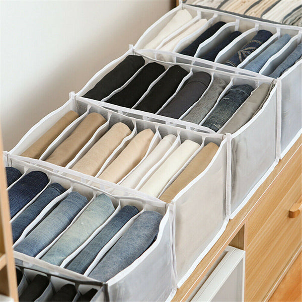 7 Grids Clothes Storage Bag Jeans Pants Drawer Organizer Divider Boxes Foldable